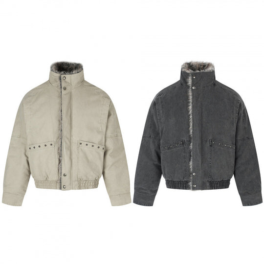 Damen Kurz geschnittene Cord‑Optik Blousonjacke mit Kunstfellfutter und hohem Stehkragen Shop Nory