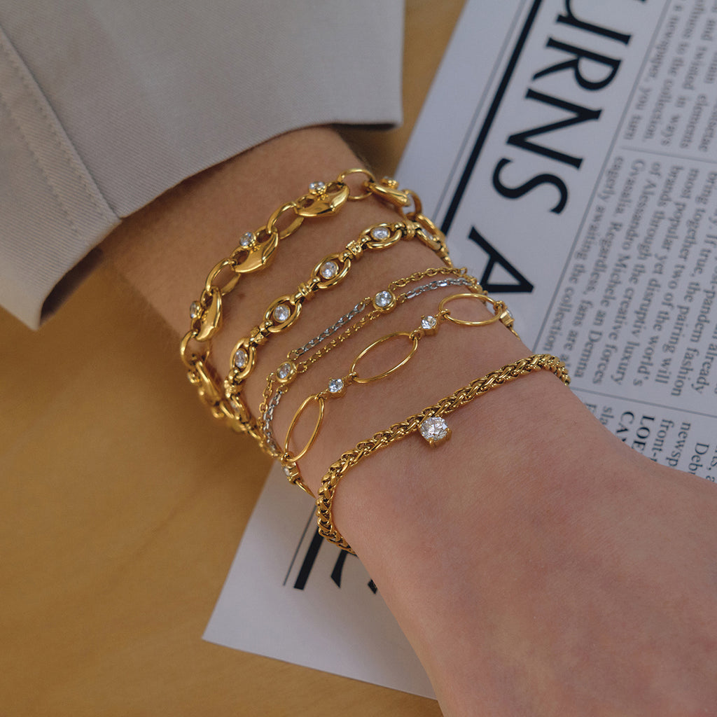 Damen Edelstahl-Armband mit Glitzer-Akzenten Shop Nory