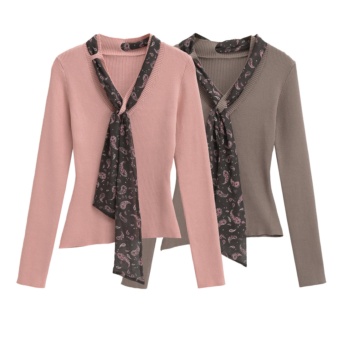 Damen Feinstrickpullover mit eingefädeltem Paisley-Schal Shop Nory