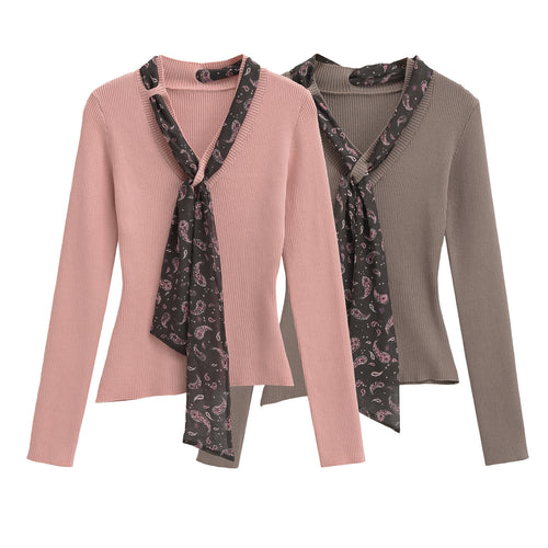 Damen Feinstrickpullover mit eingefädeltem Paisley-Schal Shop Nory