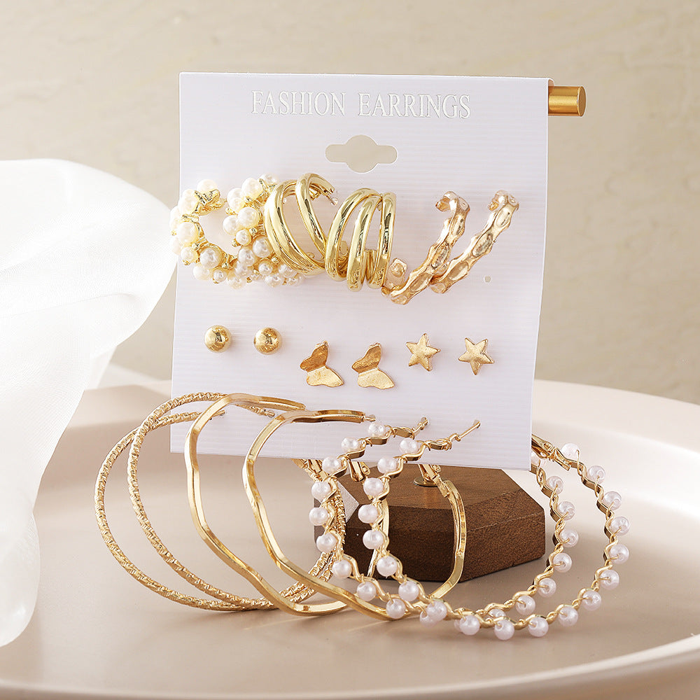 Damen Ohrschmuck Set mit eleganten Perlen- und Herzmotiven Shop Nory