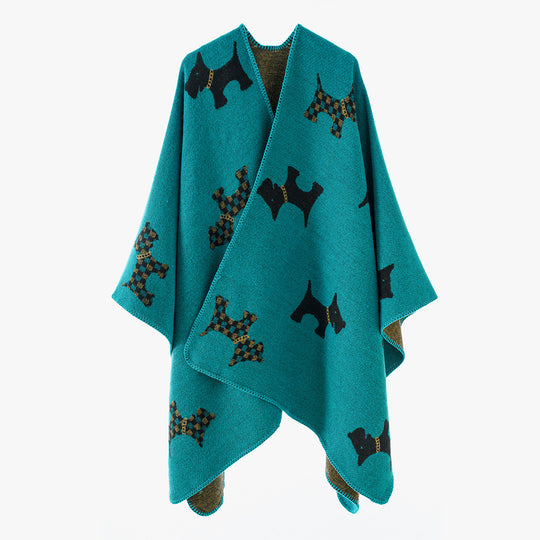 Damen Reversibler Wollmix-Umhang mit Terrier-Jacquardmuster Shop Nory