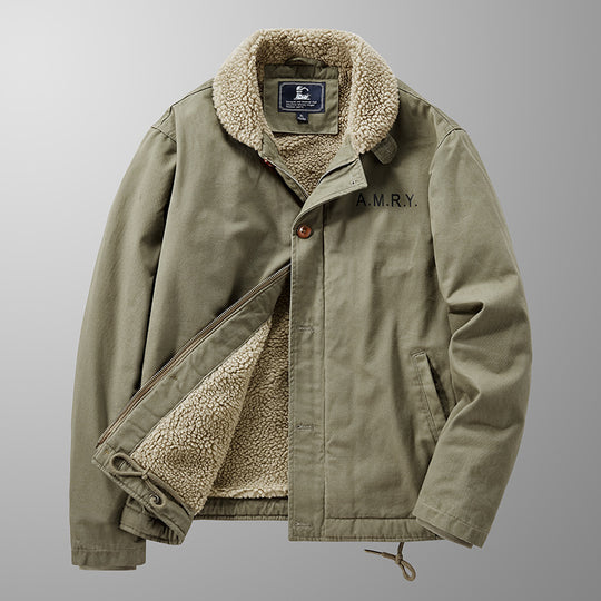 Herren Canvas-Arbeitsjacke mit Sherpa‑Futter, Thermo‑Innenlage und Kordelzugsaum Shop Nory
