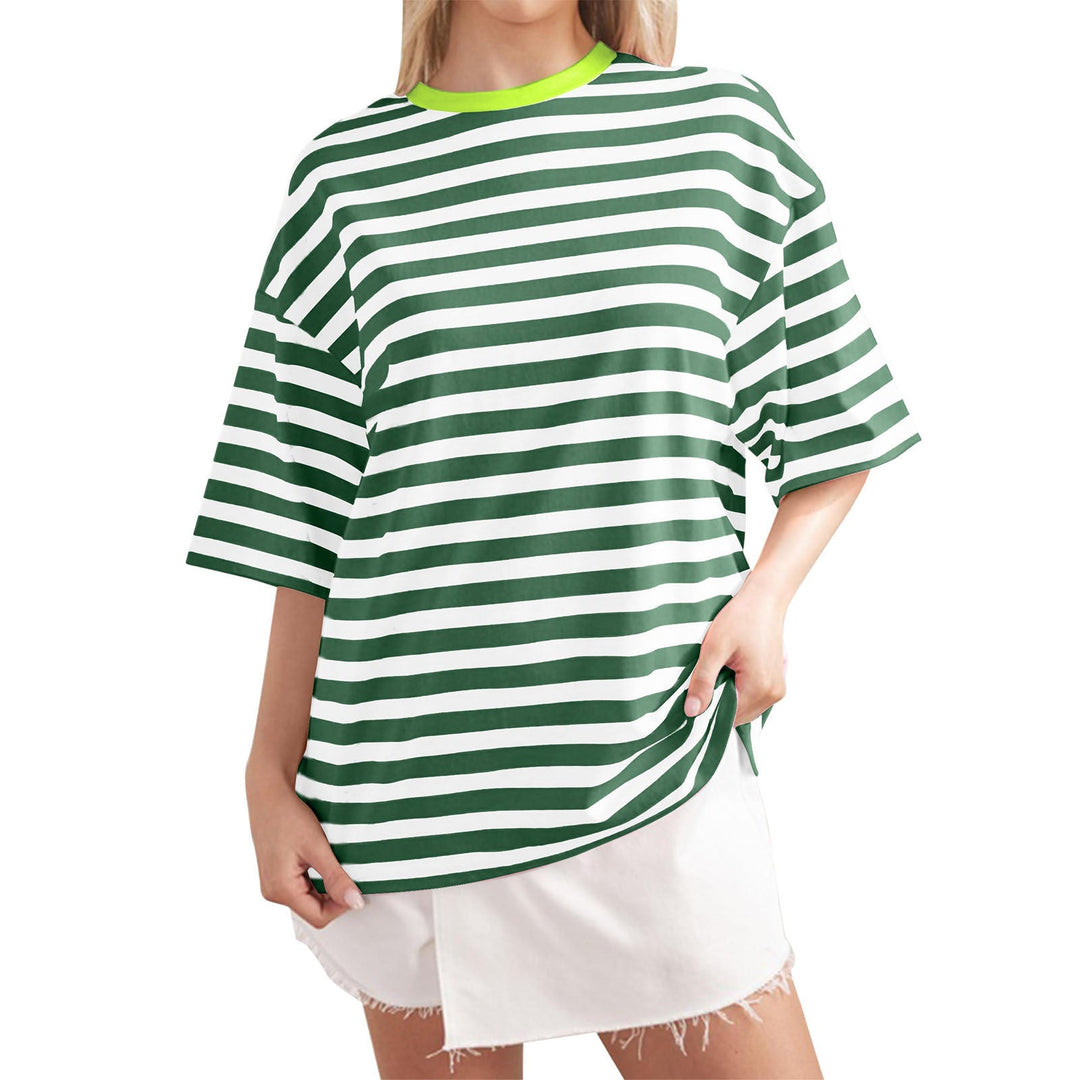 Damen Lässiges Oversized T-Shirt mit breiten Streifen