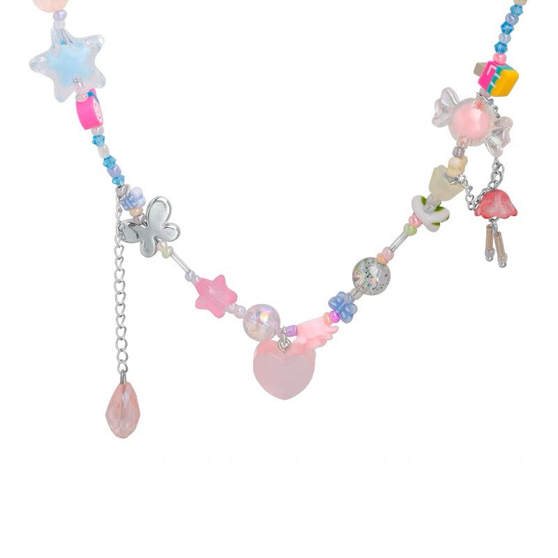Damen Kette mit bunten Anhängern und handgefertigten Details Shop Nory