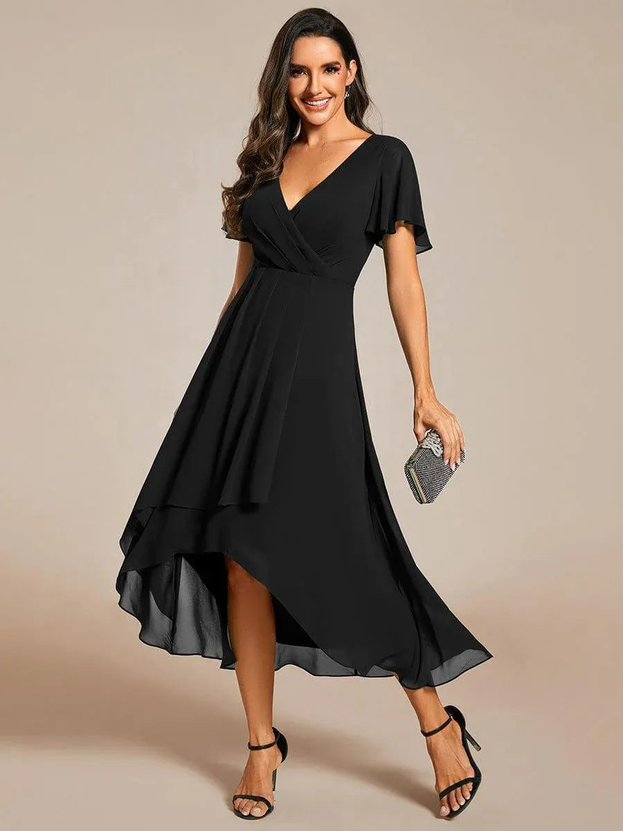 Damen Elegantes Wickelkleid mit asymmetrischem Saum ShopNory