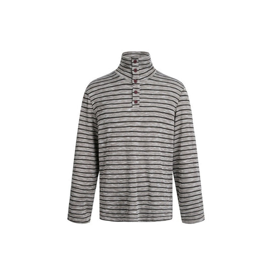 Herren Gestreifter Rollkragenpullover mit Knopfleiste und relaxed Fit Shop Nory