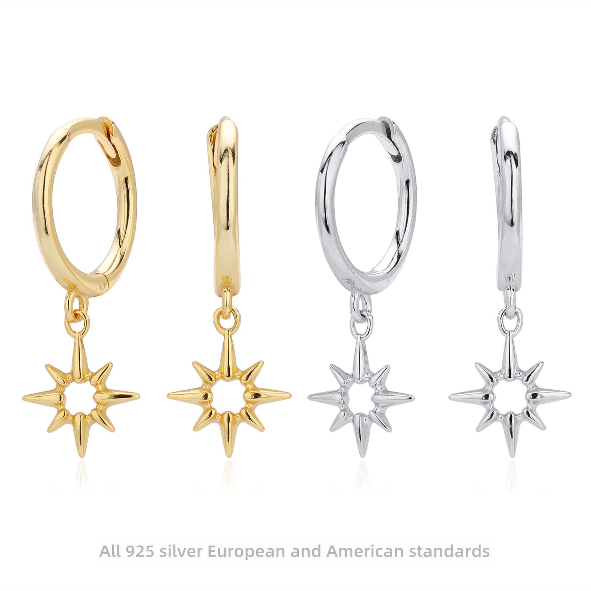 Damen Ohrhänger mit funkelndem Sternenmotiv aus hochwertigem 925 Sterling Silber Shop Nory