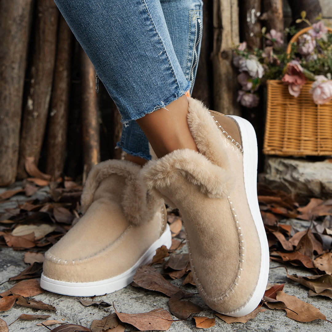 Damen Gefütterte Wollfilz-Hausschuh-Boots mit Kunstfellkragen Shop Nory
