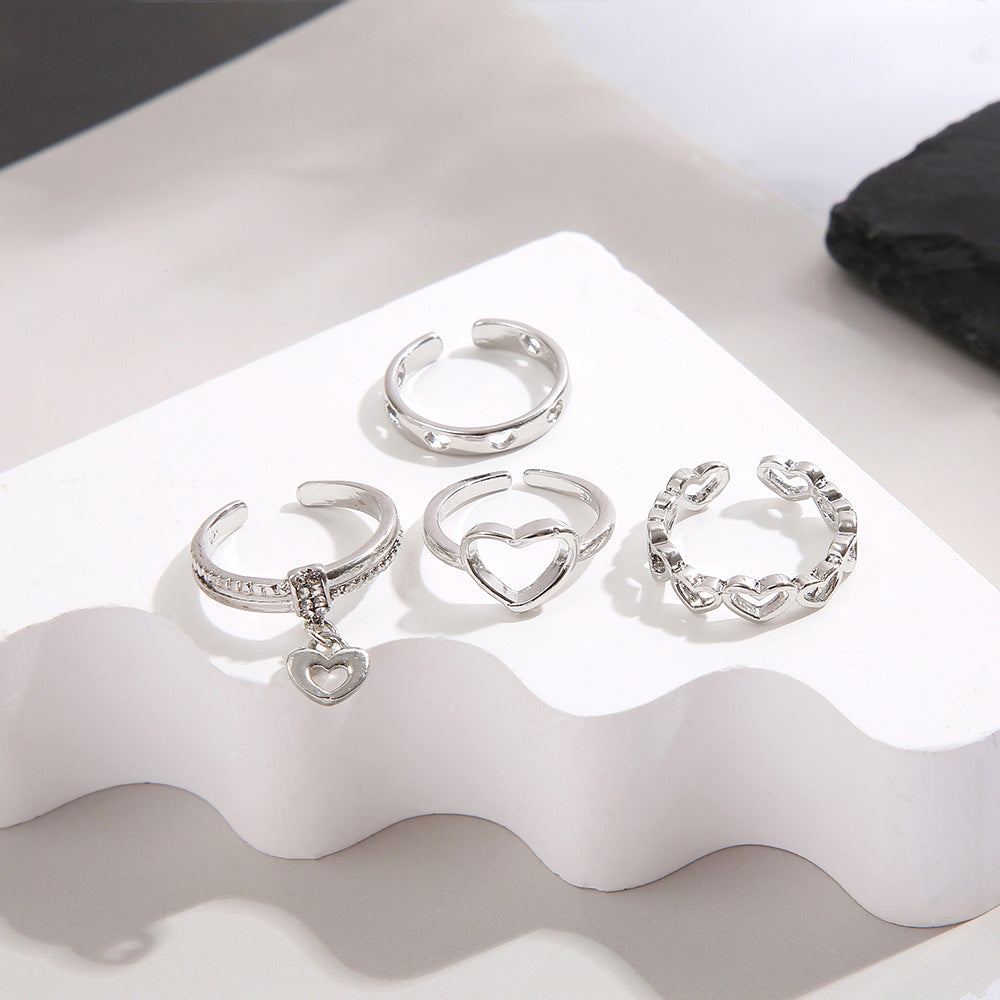 Damen Ring-Set mit verspielten Herzen und eleganten Zirkonia-Elementen Shop Nory