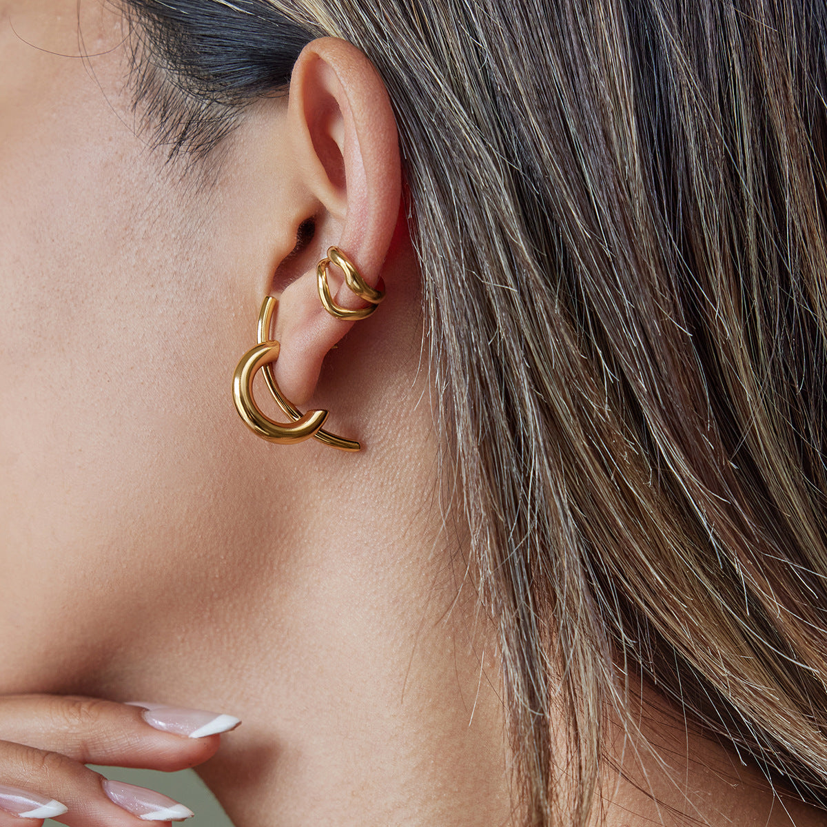 Damen Offener Ring mit glänzender Doppelspirale aus hypoallergenem Edelstahl Shop Nory