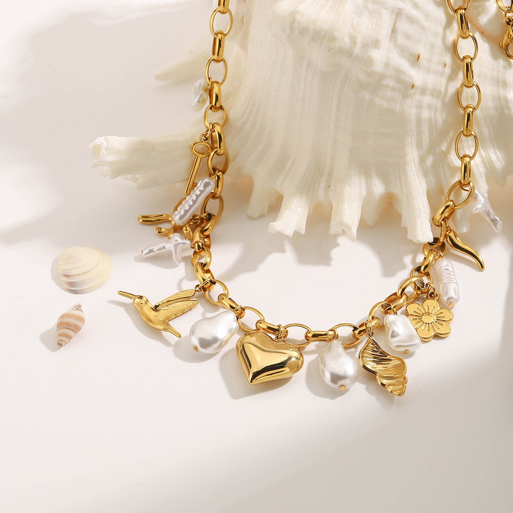 Damen Halskette mit charmantem Anhängerset und robustem Edelstahl Shop Nory