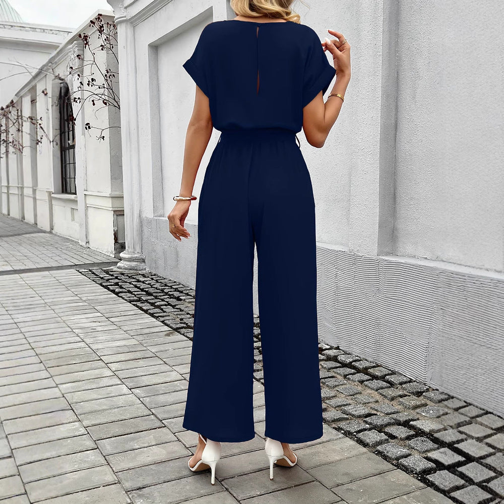 Damen Eleganter Jumpsuit mit Taillengürtel