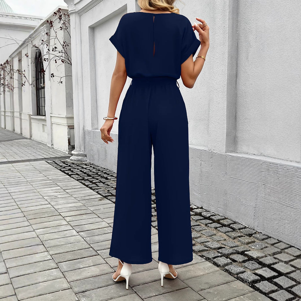 Damen Eleganter Jumpsuit mit Taillengürtel