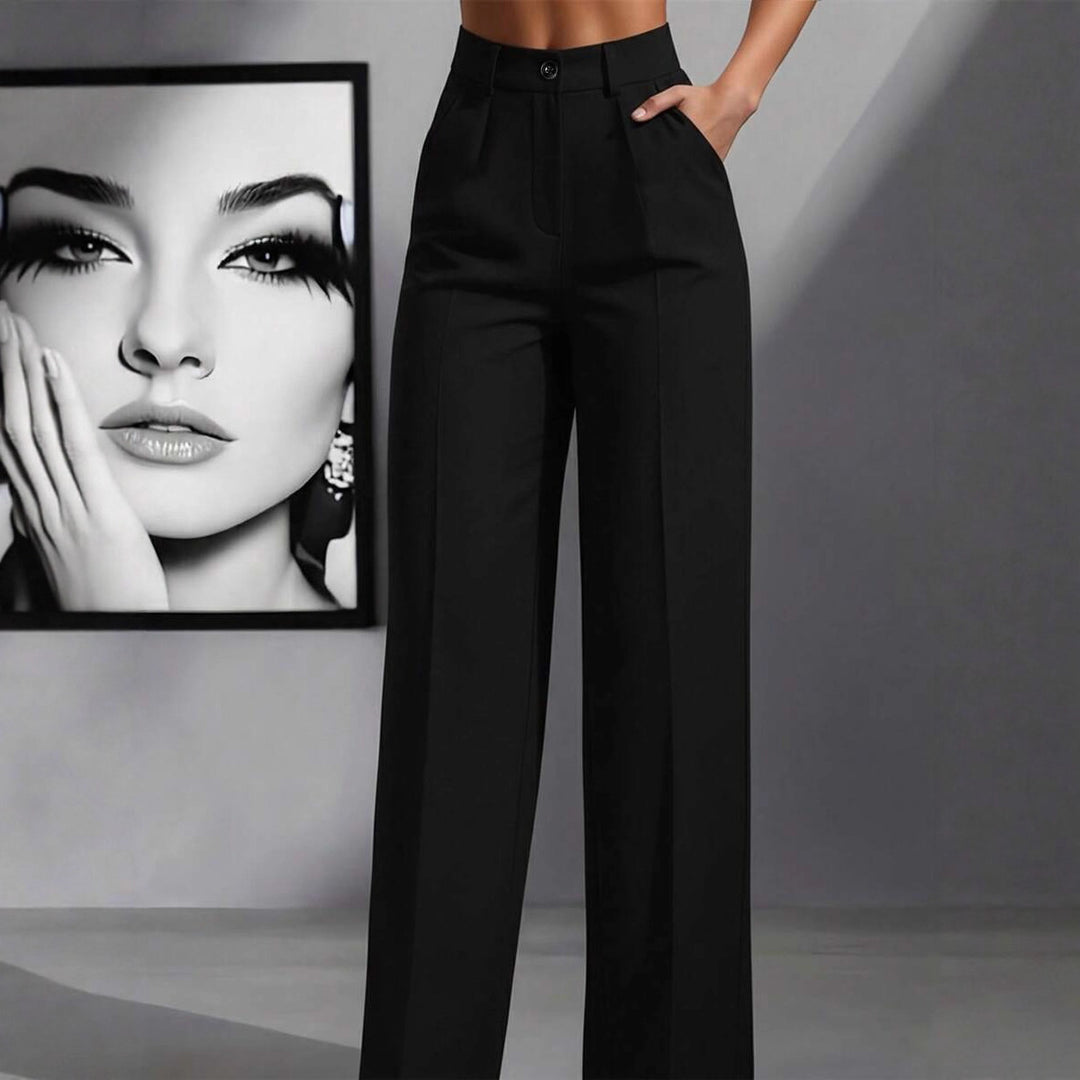 Damen Hochtaillierte Palazzo-Stretchhose mit Bügelfalte und Eingrifftaschen Shop Nory