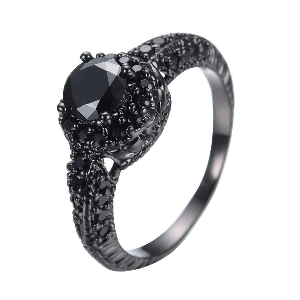 Damen Ring mit kunstvollem schwarzem Stein und filigraner Details Shop Nory