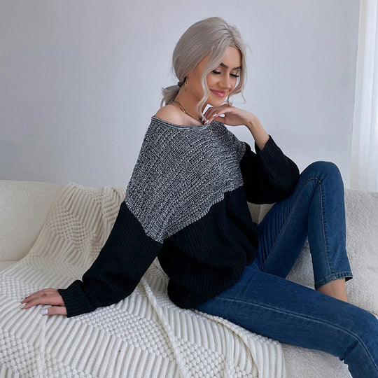 Damen Weit geschnittener Grobstrickpullover mit Raglanärmeln und Rundausschnitt Shop Nory