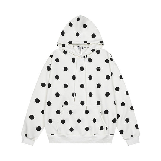 Damen Oversize-Kapuzenpullover mit Polka-Dot-Allover und Kängurutasche Shop Nory