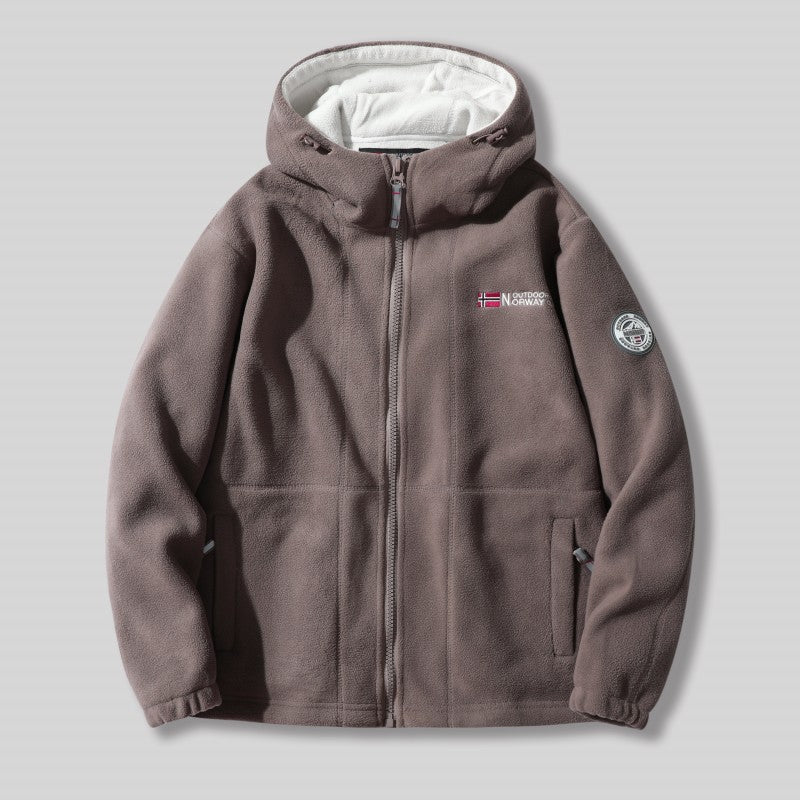 Herren Fleece-Kapuzenjacke mit Teddyfutter, durchgehendem Reißverschluss und Utility-Taschen Shop Nory