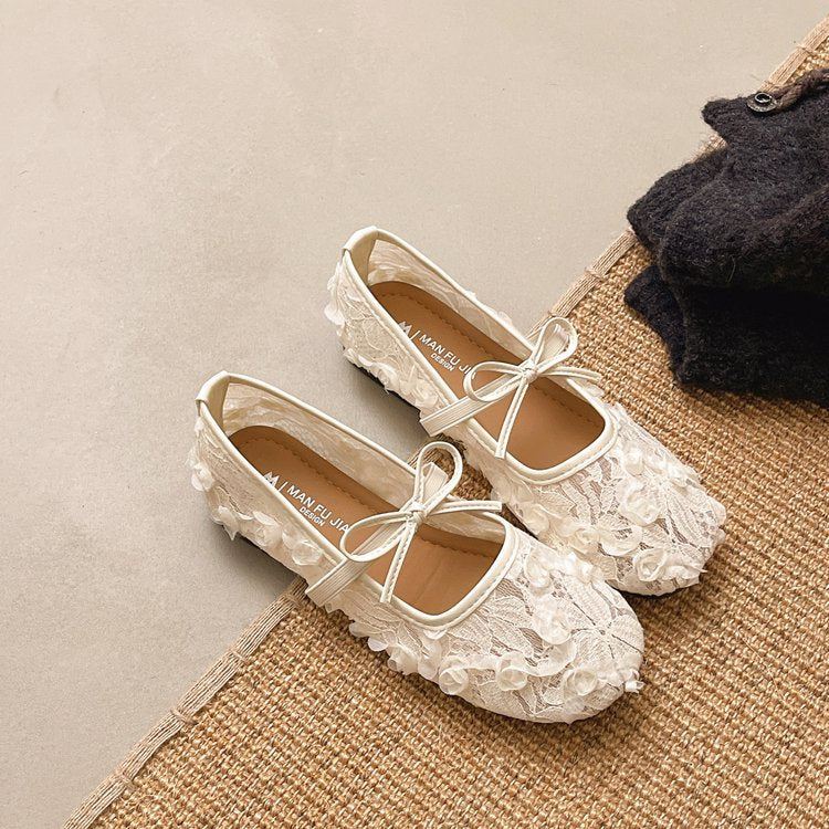 Damen Ballerinas mit floralem Spitzen-Design