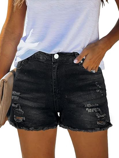 Damen Destroyed Denim-Shorts mit fransigen Säumen und lässigem Schnitt