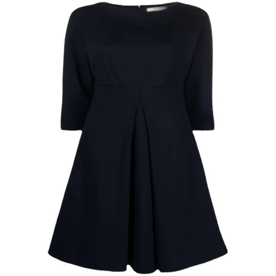 Damen Kleid mit 3/4-Ärmeln, Boot-Ausschnitt und tailliertem Faltenrock Shop Nory