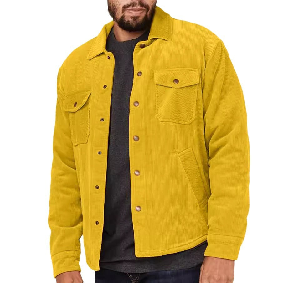 Herren Kord-Worker-Overshirt mit Druckknopfleiste, Pattentaschen und aufgesetzten Eingrifftaschen Shop Nory