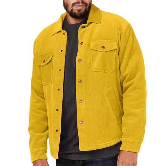 Herren Kord-Worker-Overshirt mit Druckknopfleiste, Pattentaschen und aufgesetzten Eingrifftaschen Shop Nory