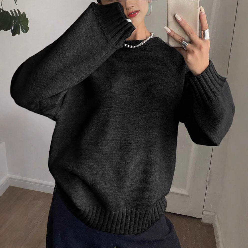 Damen Kaschmir-Optik Oversize-Pullover mit Rundhalsausschnitt und verlängerten Rippbündchen Shop Nory