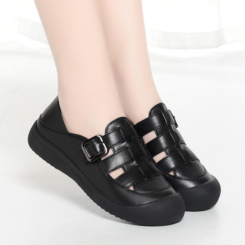 Damen Komfortable Lederschuhe mit modischem Schnallen-Detail