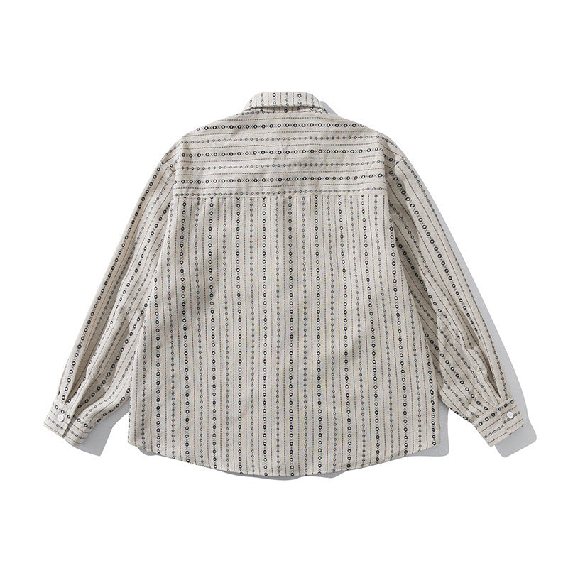 Herren Lockeres Hemd im Overshirt-Stil mit grafischem Streifenmuster und Brusttaschen Shop Nory