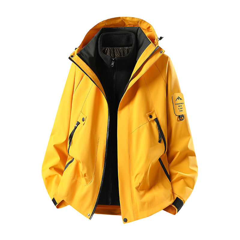 Herren Zwei-in-eins Wetterschutzjacke mit abnehmbarer Steppweste und verstellbarer Kapuze Shop Nory