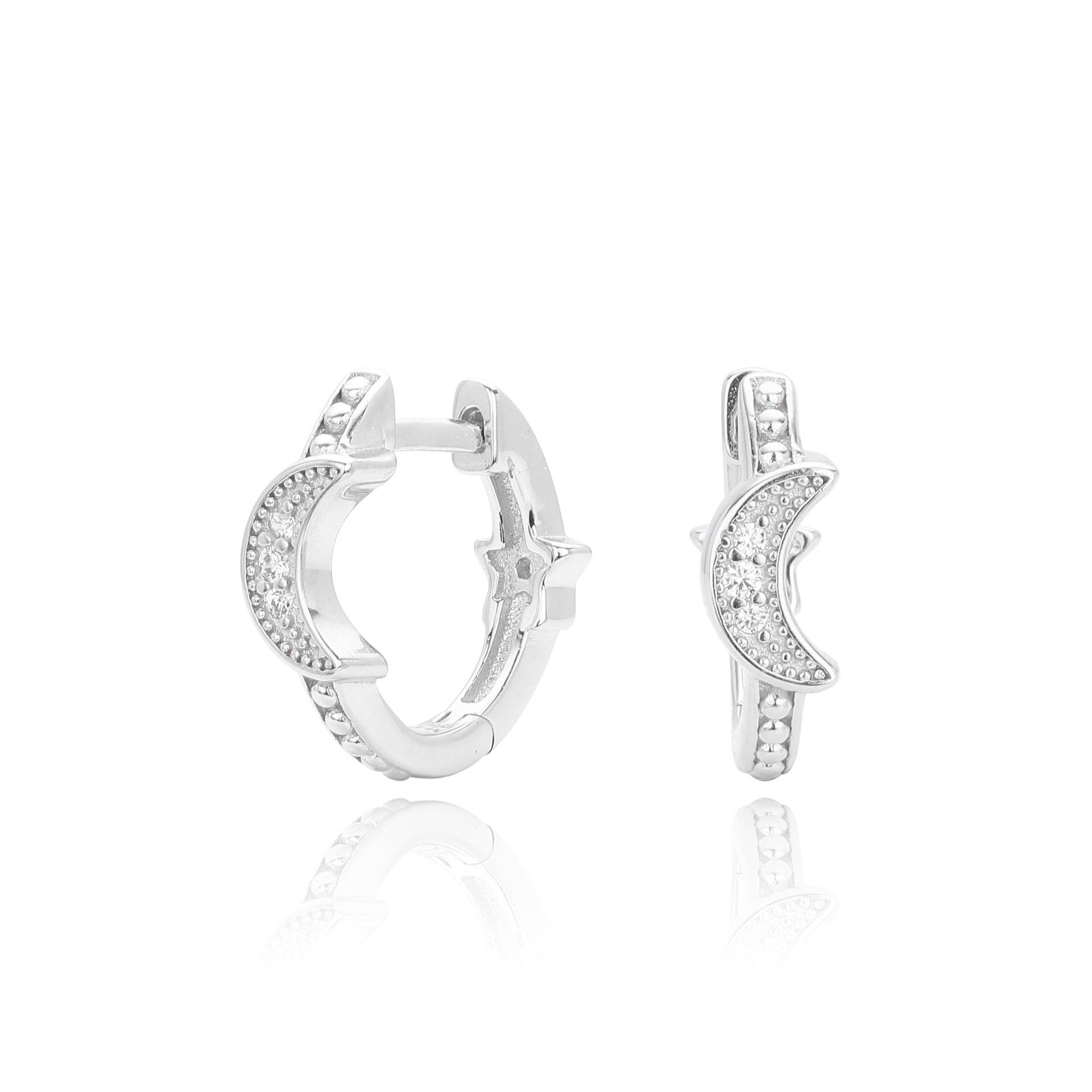 Damen Ohrringe mit Mond- und Sternendesign aus hochwertigem 925 Sterling Silber Shop Nory