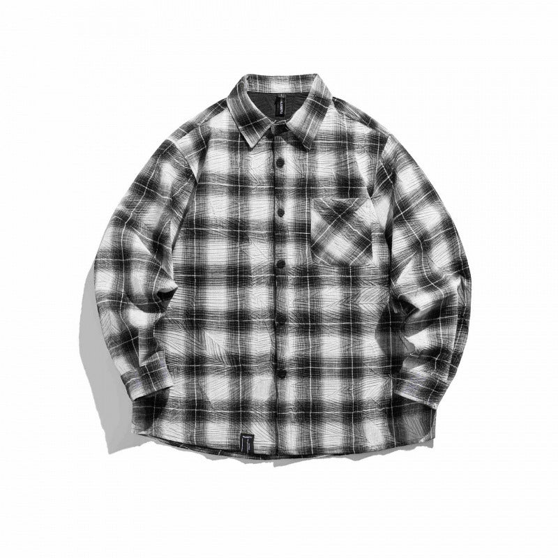 Unisex Kariertes Oversize-Flanellhemd mit Brusttasche und abgerundetem Saum Shop Nory