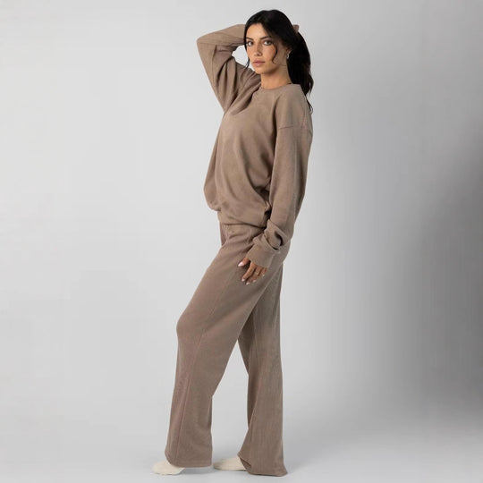 Damen Waffelstrick-Loungewear-Set mit Oversized-Sweater und Kordel-Jogginghose Shop Nory