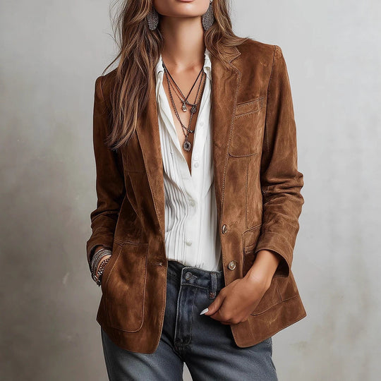 Damen Eleganter Wildlederblazer Shop Nory