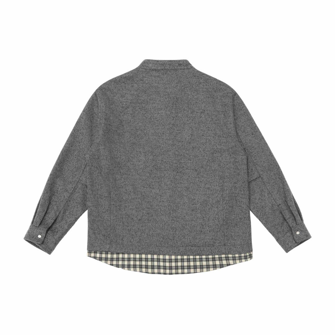 Unisex Kurz geschnittener Wollmix-Blouson mit Stehkragen und kariertem Innenbund Shop Nory