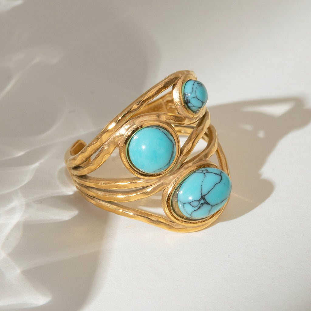 Damen Offener Ring mit einzigartigem floralen Design und hypoallergener Edelstahlverarbeitung Shop Nory
