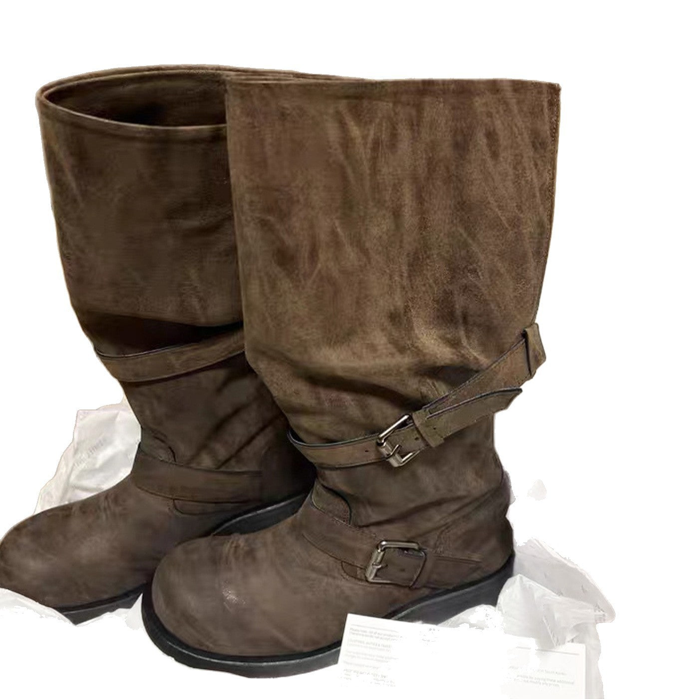 Damen Overknee-Stiefel mit glamourösem Schnallenverschluss