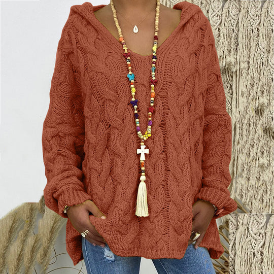 Damen nan grob gestrickter Kapuzenpullover mit Zopfmuster und weitem Oversize-Schnitt Shop Nory