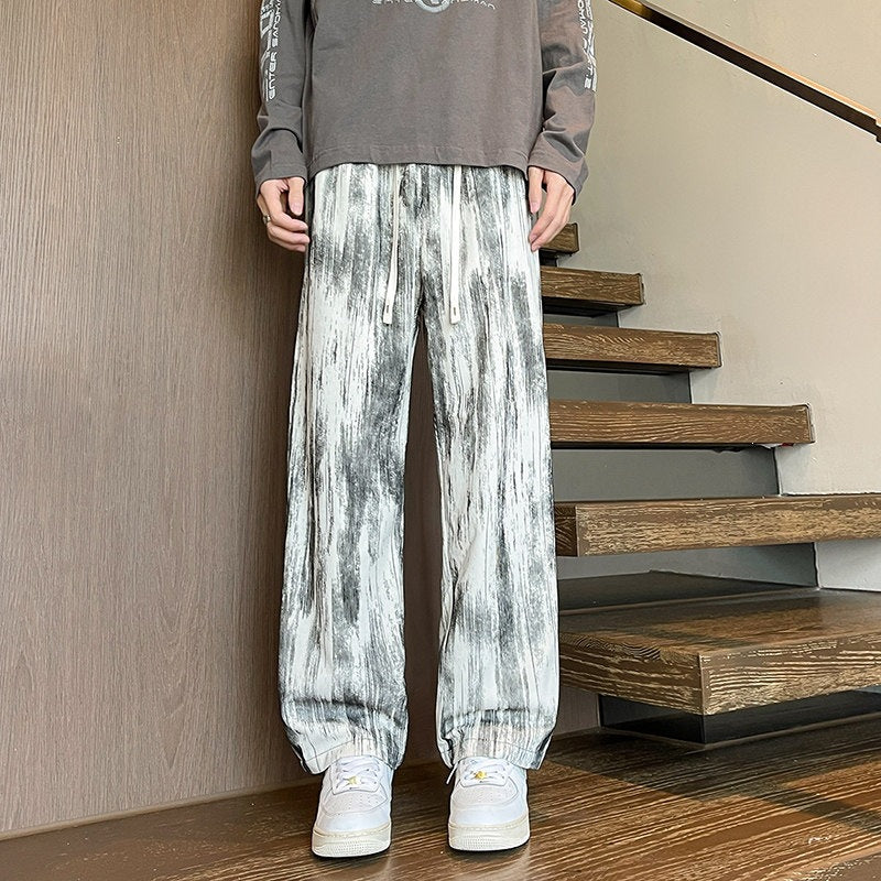 Herren Weit geschnittene Loungehose mit Marmorprint aus strukturiertem Jersey Shop Nory