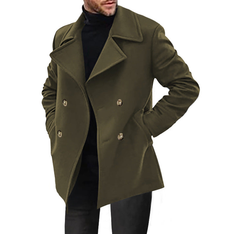 Herren klassischer Peacoat mit modischem Revers und eleganten Knopfdetails