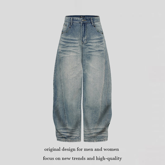 Damen Weite High‑Waist Ballon-Jeans mit Ziernähten Shop Nory