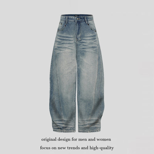 Damen Weite High‑Waist Ballon-Jeans mit Ziernähten Shop Nory