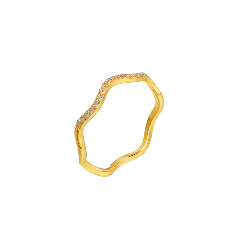 Damen elegante wellenförmige Ring mit funkelnden Kristallen Shop Nory