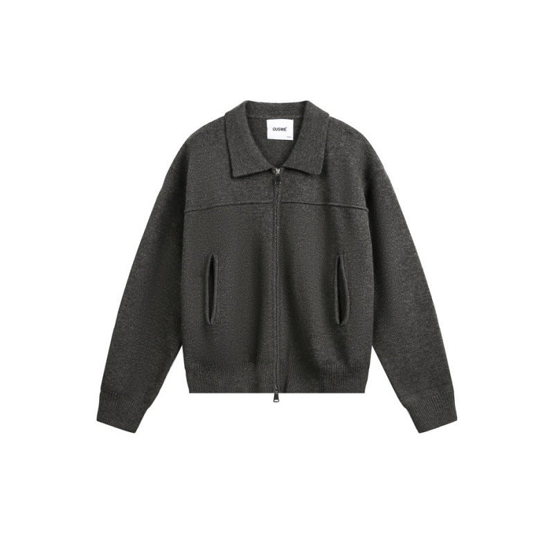 Herren Gestrickte Zipjacke mit Hemdkragen, Rippbündchen und verdeckten Eingrifftaschen Shop Nory
