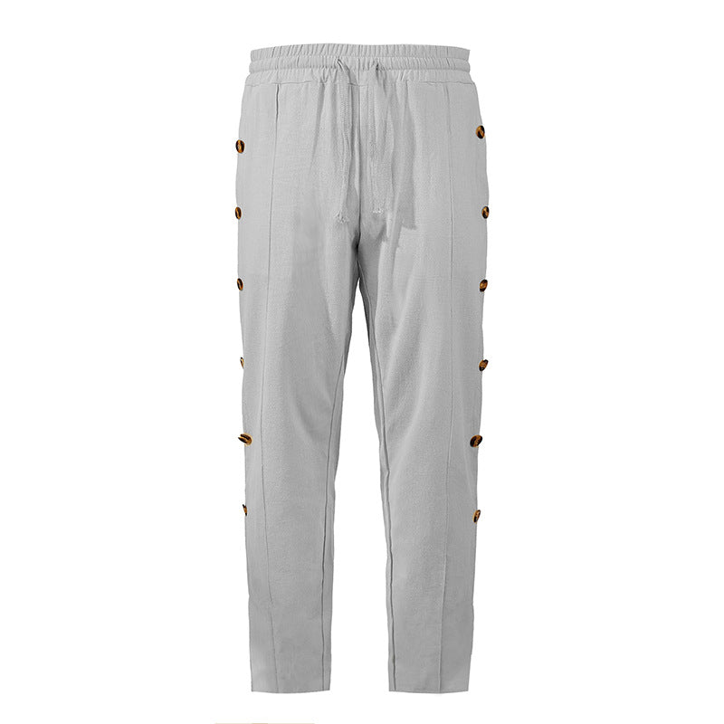 Herren Relaxed-Fit Freizeithose mit seitlichen Zierknopfleisten, elastischem Bund und Kordelzug Shop Nory