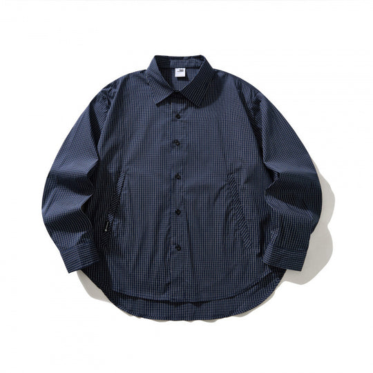 Unisex Leichtes kariertes Overshirt mit Hemdkragen, seitlichen Eingrifftaschen und abgerundetem Saum Shop Nory