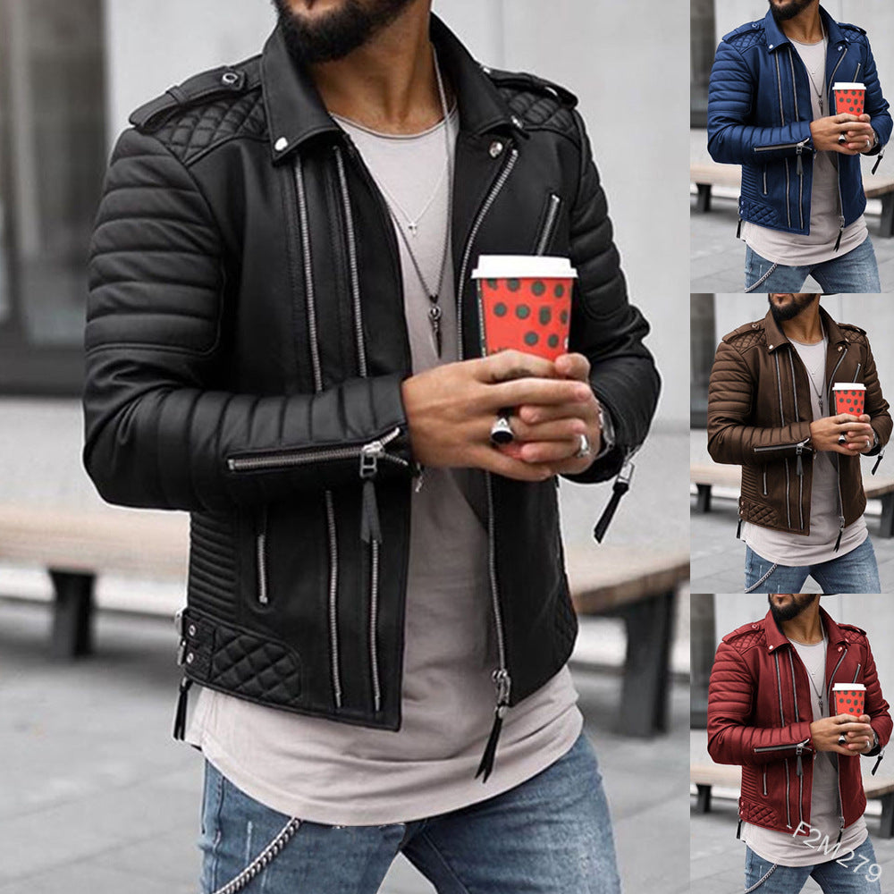 Herren Bikerjacke mit Steppungen und Reißverschlüssen