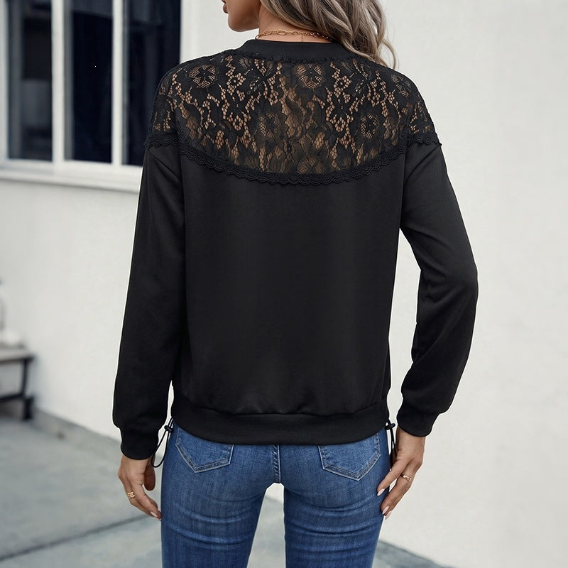 Damen Eleganter Pullover mit Spitzenbesatz Shop Nory